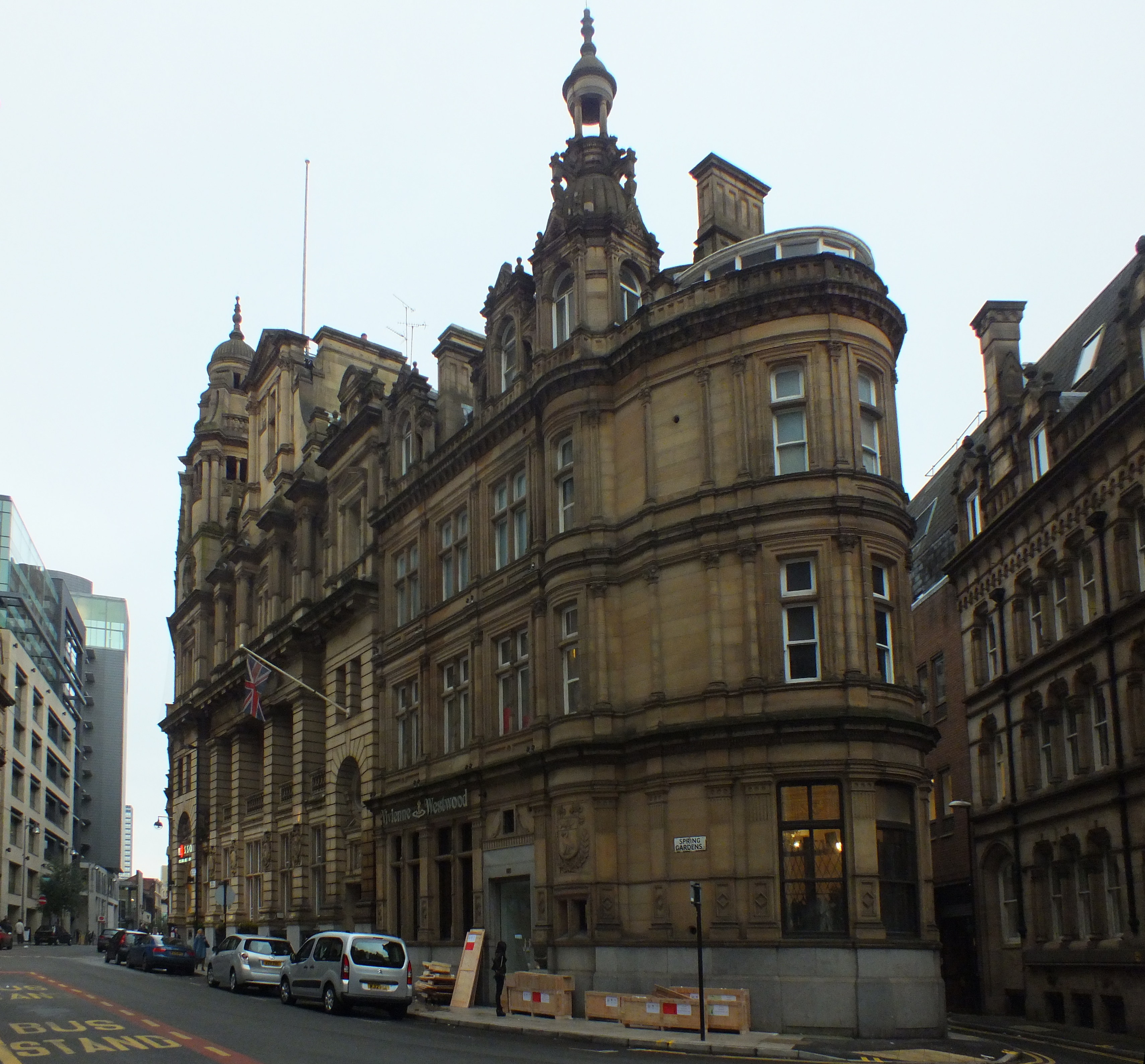 Columned central bank building exterior